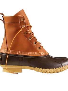 L.L. Bean Two-Tone Leather Duck Boots in Tan and Dark Brown